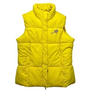 Tupac Shakur Makaveli Branded Puffer Vest Yellow Stand Zip & Button Front 2X